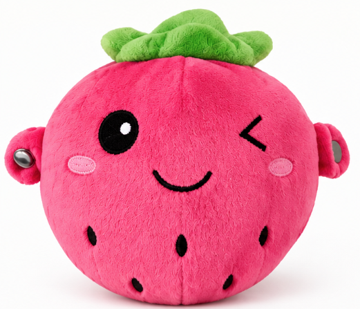 Jucarie Interactiva din Plus CAPSUNA Fruit Sensing Rhythm Toy Sunete Reactie la Atingere ROZ